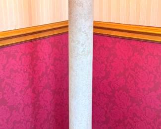 Neoclassical Faux Stone Column Floor Lamp on Lucite Base