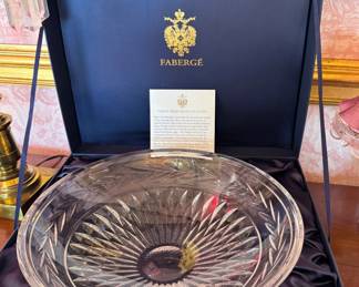 Fabergé Atelier Crystal Collection Hand-Cut Crystal Centerpiece Bowl with Original Presentation Box & Certificate – Rim Chip