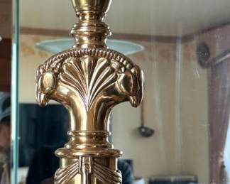 Frederick Cooper Chicago Neoclassical Brass Torchiere Floor Lamp with Frosted Glass Shade