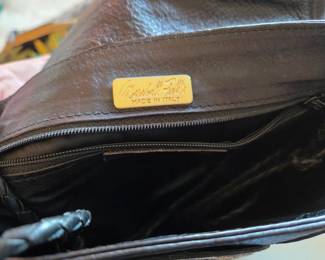 Marchello Fields Made in Italy Brown Leather Embroidered Shoulder Bag