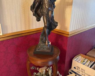 Art Nouveau Style Bronze-Finish Draped Female Figure Sculpture