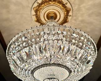Empire Style Basket Crystal Chandelier with Prism Drops