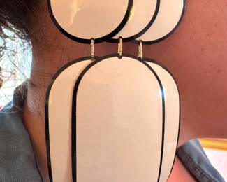 Oversized Black & Ivory Geometric Statement Earrings
