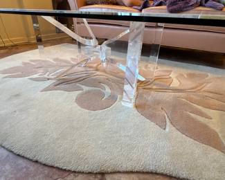Sculptural Lucite Acrylic Dining Table with Beveled Glass Top & Interlocking Ribbon Base