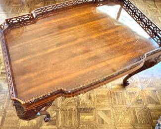 John Widdicomb Mahogany Chippendale Style Pierced Gallery Coffee Table
