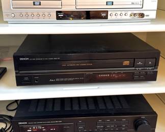 Denon DCM-340 5-Disc CD Changer, Denon DRA-345R Stereo Receiver & Go-Video DV2140 DVD/VHS Combo Player – 3-Piece Audio Video Component Set