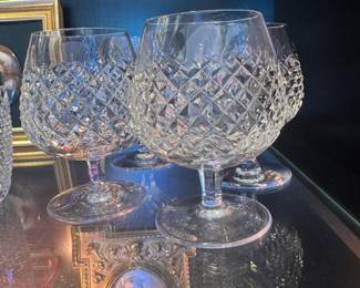 Cut Crystal Double Old Fashioned Tumblers & Balloon Brandy Snifters with Diamond Pattern,
