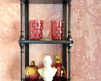 Regency Style Ebonized Wood Five-Tier Wall-Mounted Étagère Display Shelf with Turned Columns
