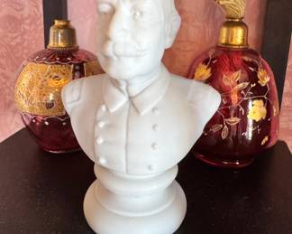 Neoclassical White Marble-Style Gentleman Portrait Bust Sculpture on Pedestal Base
