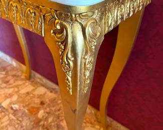 Neoclassical Giltwood Console Table with White Marble Top