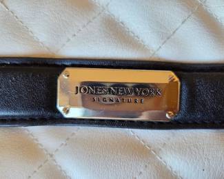 Jones New York Signature Quilted Cream & Black Handbag with Gold-Tone Chain Hardware & Tassel