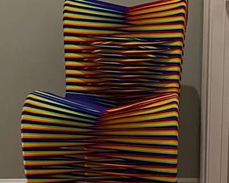 Rainbow seatbelt chair $500 measuring 34x17x25d