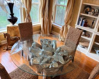 Sequoia dining table with glass top 60” Z gallery $900