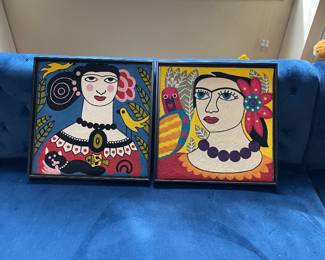 Yarn folk art Frida pictures $125 each