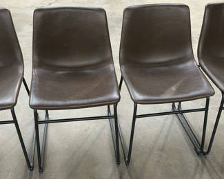 Lot 27: Set of Four Brown Upholstered Dining Chairs