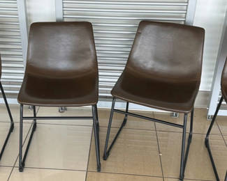 Lot 72: Set of Four Brown Upholstered Dining Chairs