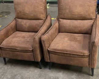 Lot 418: Pair of Brown Upholstered Accent Chairs