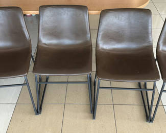 Lot 80: Set of Four Brown Upholstered Counter Stools