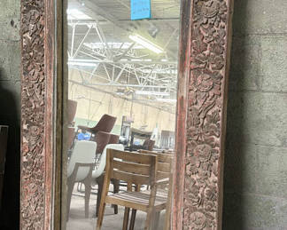 Lot 2: Large Carved Wooden Framed Mirror
