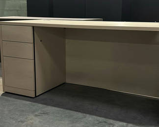 Lot 229: Light Wood Office Desk with Drawers