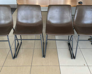 Lot 76: Set of Four Brown Upholstered Dining Chairs