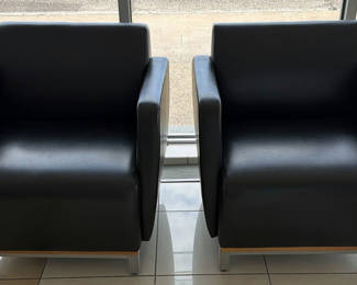 Lot 73: Pair of Black Armchairs
