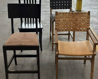 Lot 116: Two Wooden Chairs and One Bar Stool