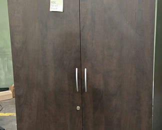 Lot 29: Tall Dark Wood Storage Cabinet