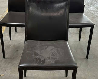 Lot 123: Set of Five Black Upholstered Dining Chairs