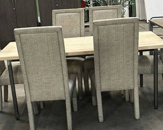 Lot 132: Dining Table and Six Upholstered Chairs