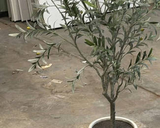 Lot 424: Artificial Olive Tree in White Planter
