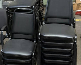 Lot 421: Stackable Black Padded Chairs- 38 total
