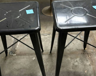 Lot 403: Pair of Black Metal Bar Stools