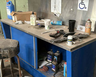 Lot 46: Blue Metal Workbench and Storage Cabinet