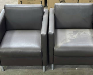 Lot 111: Pair of Gray Faux Leather Armchairs