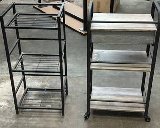 Lot 130: Two Rolling Storage Shelves With Drawer