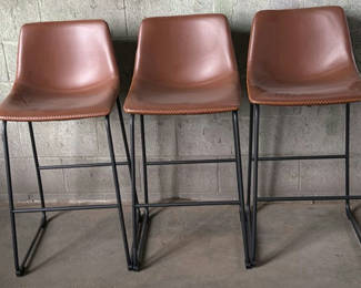 Lot 11: Set of Three Brown Bar Stools