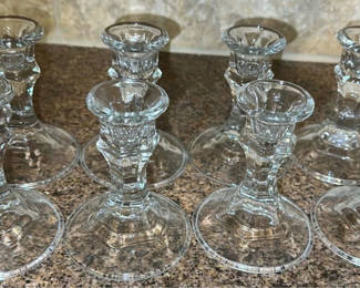 Lot 302: Set of Eight Clear Glass Candlestick Holders