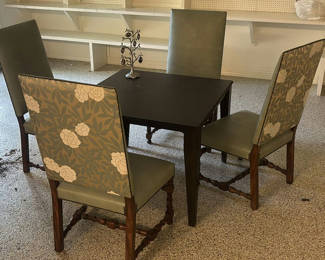Lot 101: Dining Table, Four Upholstered Chairs, and Decorative Photo Holder