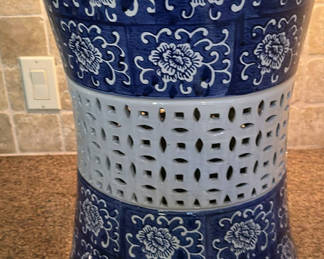 Lot 372: Blue and White Ceramic Garden Stool
