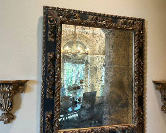 Lot 324: Ornate Framed Mirror and Two Wall Shelves