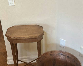 Lot 341: Wooden Plant Stand and Copper Planter