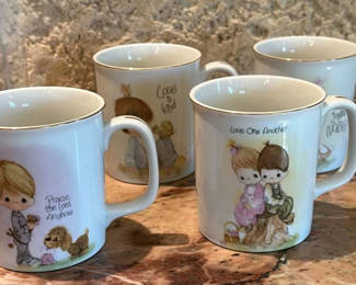 Lot 326: Set of Four Illustrated Ceramic Mugs