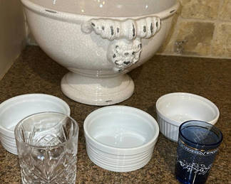Lot 303: Ceramic Bowls and Decorative Drinking Glasses