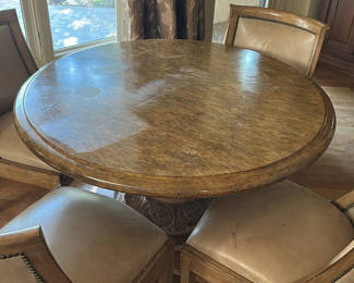 Lot 347: Round Wooden Dining Table with Four Upholstered Chairs