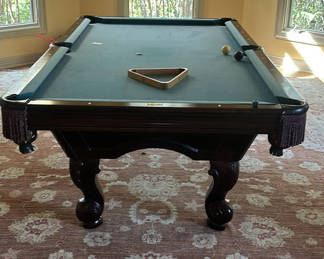 Lot 116: Brunswick Billiards Pool Table with Billiard Balls and Triangle Rack