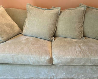 Lot 321: Light Gray Upholstered Sofa with Pillows