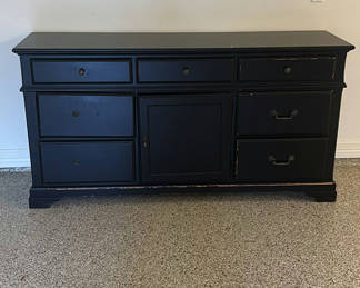 Lot 104: Black Sideboard Cabinet with Drawers and Door