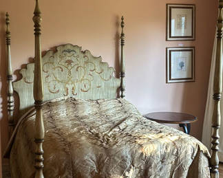 Lot 115: Four-Poster Bed Frame with Decorative Headboard