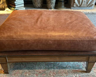 Lot 42: Brown Leather Upholstered Ottoman